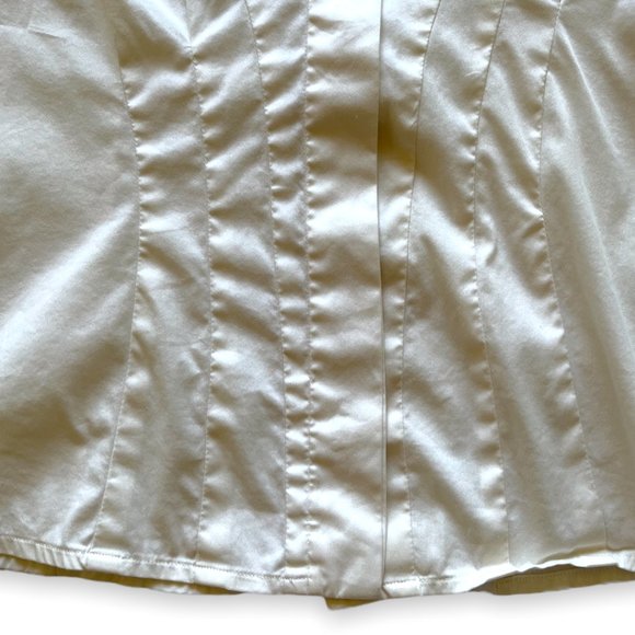 PRADA White Button-Up Blouse with Puff Sleeves and Tie Waist | Size 4 Excellent - Picture 8 of 8
